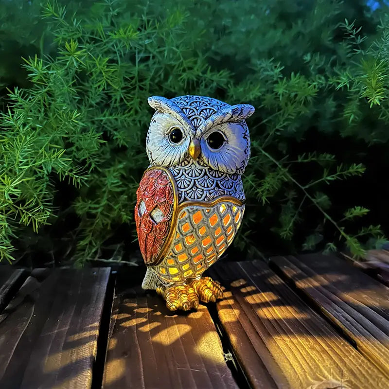 Solární Sova Resinová Lampa