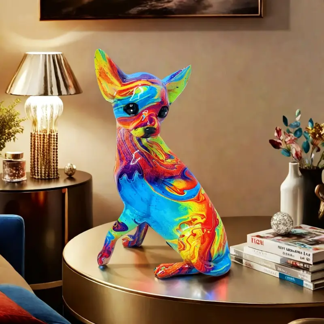 Vibrantní lampa stolu Chihuahua z pryskyřice