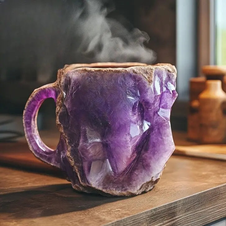Hrnky na kávu s minerálními krystaly
