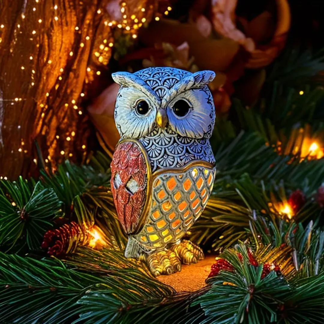 Solární Sova Resinová Lampa