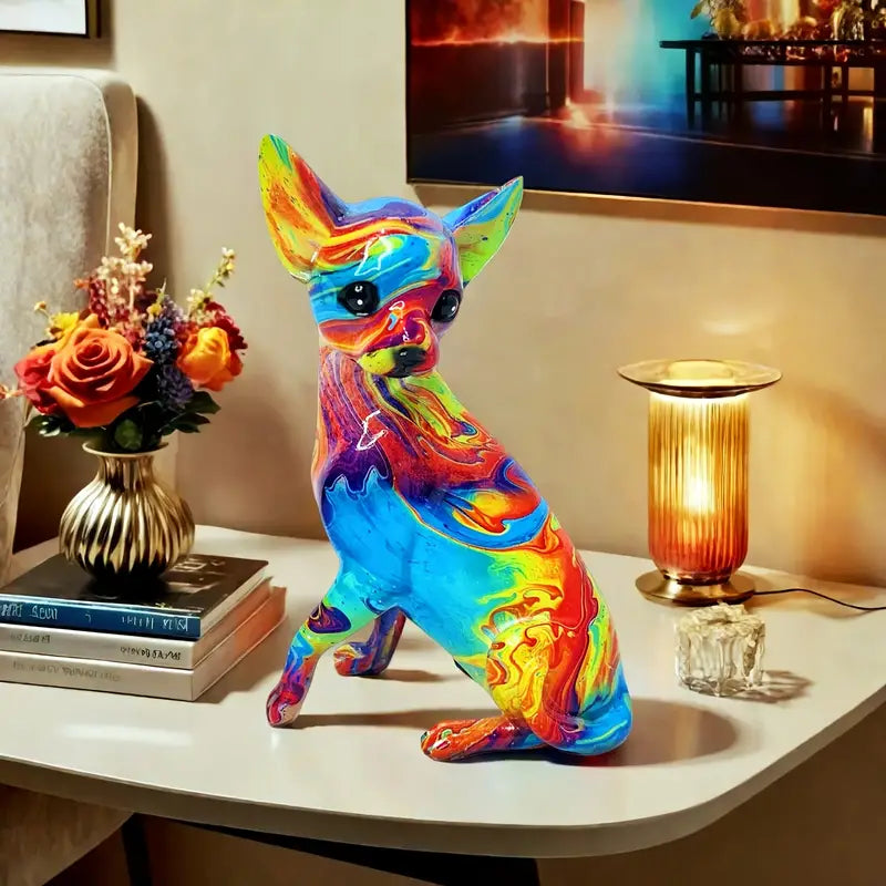 Vibrantní lampa stolu Chihuahua z pryskyřice